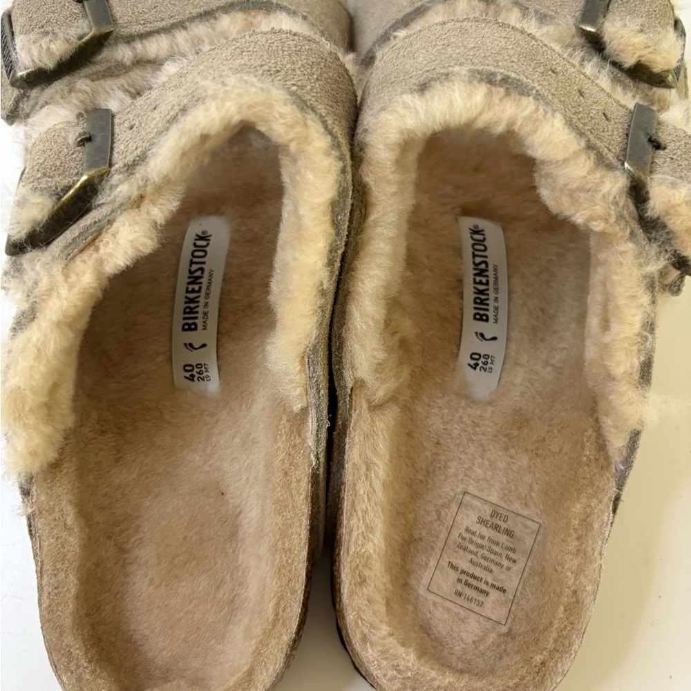 NWT Birkenstock Arizona Shearling Sandals Size 40 - Picture 9 of 12